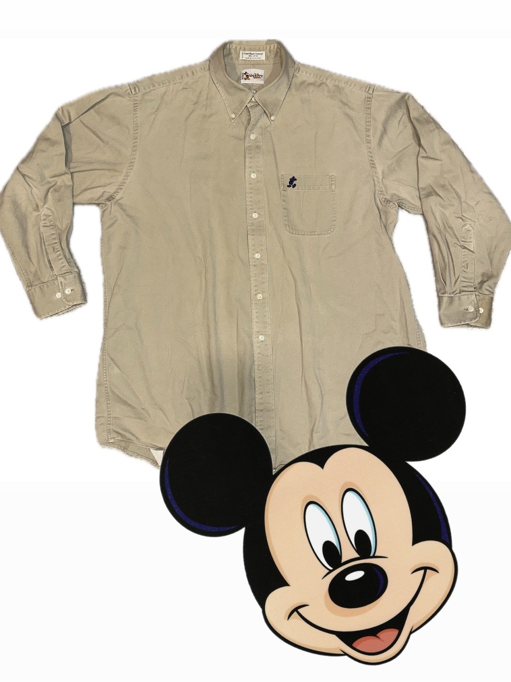 Mickey Mouse | Classic Men's Button-Down Shirt in Khaki